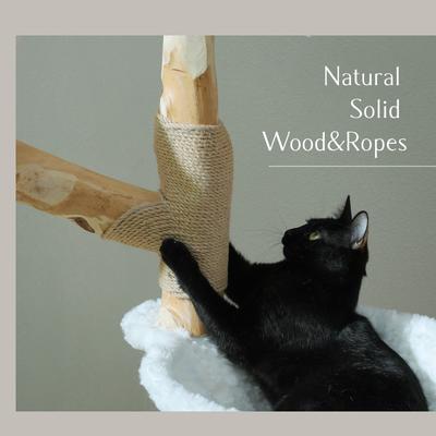 Show full view: PAWZ Road Indoor 59-in Polyester Wood Cat Tree & Condo with Large Basket, White slide 7 of 10