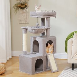 PAWZ Road Multi-Level 41-in Polyester Cat Tree Tower with Double Condos, Large, Gray
