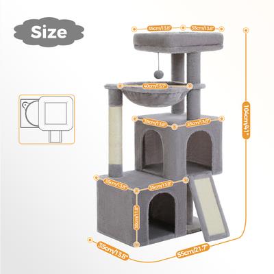 Show full view: PAWZ Road Multi-Level 41-in Polyester Cat Tree Tower with Double Condos, Large, Gray slide 3 of 9