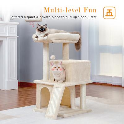 Show full view: PAWZ Road Multi-Level 34-in Polyester Cat Tree Tower with Double Condos, Medium, Beige slide 7 of 8