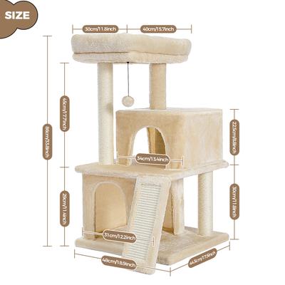 Show full view: PAWZ Road Multi-Level 34-in Polyester Cat Tree Tower with Double Condos, Medium, Beige slide 2 of 8