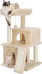 PAWZ Road Multi-Level 34-in Polyester Cat Tree Tower with Double Condos, Medium, Beige