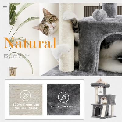 Show full view: PAWZ Road Multi-Level 34-in Polyester Cat Tree Tower with Double Condos, Medium, Gray slide 6 of 8