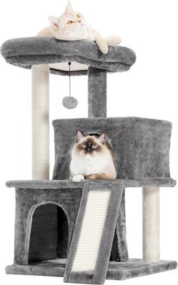 Show full view: PAWZ Road Multi-Level 34-in Polyester Cat Tree Tower with Double Condos, Medium, Gray slide 7 of 8