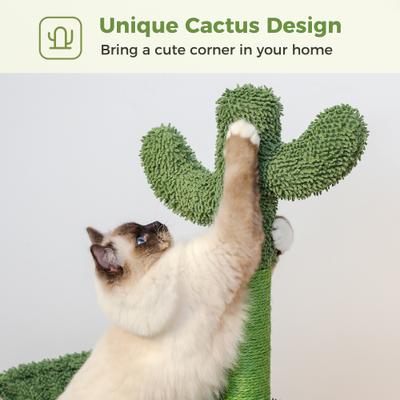 Show full view: PAWZ Road 40-in Polyester Cactus Cat Tree Tower & Condo with Large Metal Carpet Hammock, Green slide 4 of 9