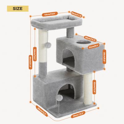 Show full view: PAWZ Road Indoor 32-in Polyester Cat Tree Tower & 2 Cozy Condos, Medium, Gray slide 2 of 8