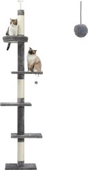 PAWZ Road 95 to 107-in Adjustable Polyester Floor-to-Ceiling Cat Tree Tower, Gray