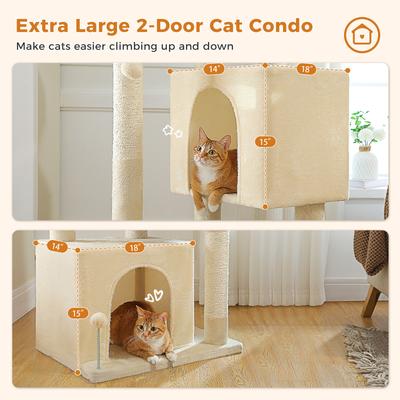 Show full view: PAWZ Road Indoor 44-in Polyester Cat Tree Tower & 2 Cozy Condos, Large, Beige slide 5 of 9