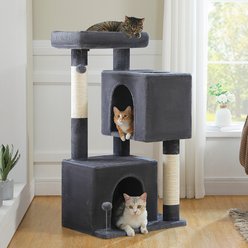 PAWZ Road Indoor 44-in Polyester Cat Tree Tower & 2 Cozy Condos, Large, Dark Gray
