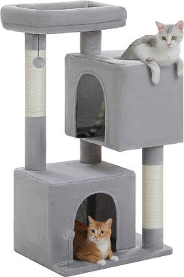 Show full view: PAWZ Road Indoor 44-in Polyester Cat Tree Tower & 2 Cozy Condos, Large, Gray slide 3 of 9