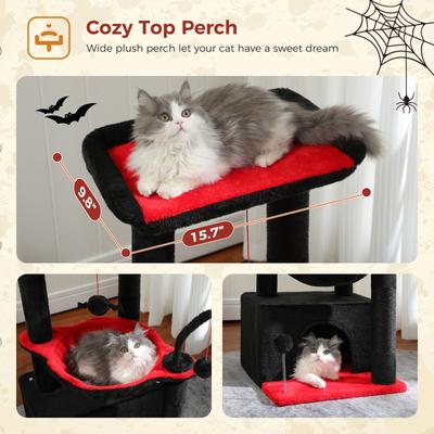 Show full view: PAWZ Road Indoor 33-in Polyester Cat Tree Gothic Tower with Large Condo, Black slide 6 of 11