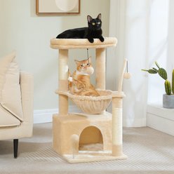 PAWZ Road Indoor 33-in Polyester Cat Tree Tower with Large Condo, Beige