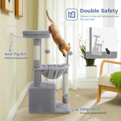Show full view: PAWZ Road Indoor 33-in Polyester Cat Tree Tower with Large Condo, Gray slide 9 of 11