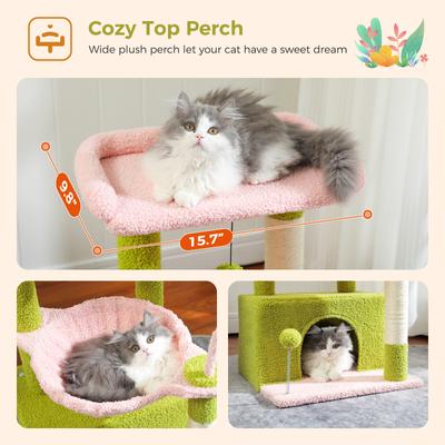 Show full view: PAWZ Road Indoor 33-in Polyester Cat Tree Tower with Large Condo, Pink slide 4 of 10