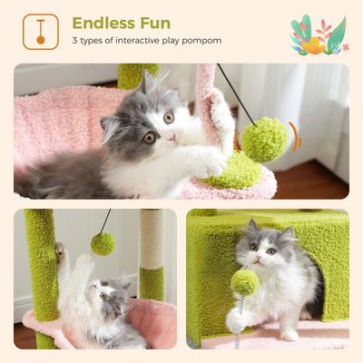 Show full view: PAWZ Road Indoor 33-in Polyester Cat Tree Tower with Large Condo, Pink slide 5 of 10