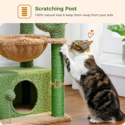Show full view: PAWZ Road Indoor 33-in Polyester Cat Tree Tower with Large Condo, Cactus Green slide 8 of 11