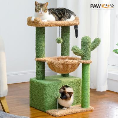 Show full view: PAWZ Road Indoor 33-in Polyester Cat Tree Tower with Large Condo, Cactus Green slide 9 of 11