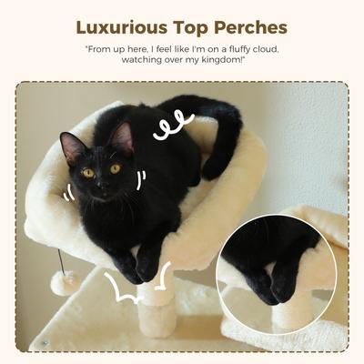 Show full view: PAWZ Road 70.8-in Polyester Tall Cat Tree & 2 Condos, Hammock, Large, Beige slide 5 of 9