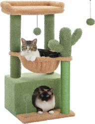 PAWZ Road Indoor 33-in Polyester Cat Tree Tower with Large Condo, Cactus Green