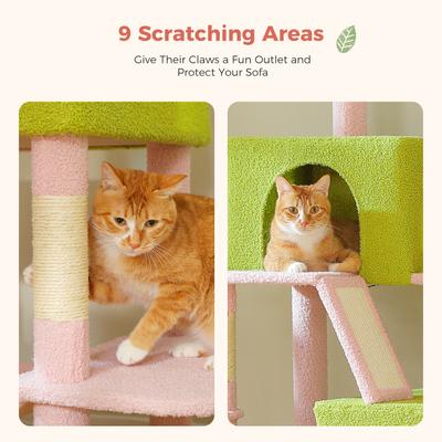 Show full view: PAWZ Road 70.8-in Polyester Tall Cat Tree & 2 Condos, Hammock, Large, Pink slide 7 of 9