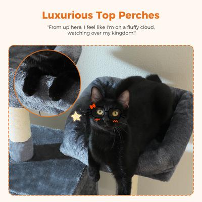 Show full view: PAWZ Road 70.8-in Polyester Tall Cat Tree & 2 Condos, Hammock, Large, Dark Gray slide 5 of 9