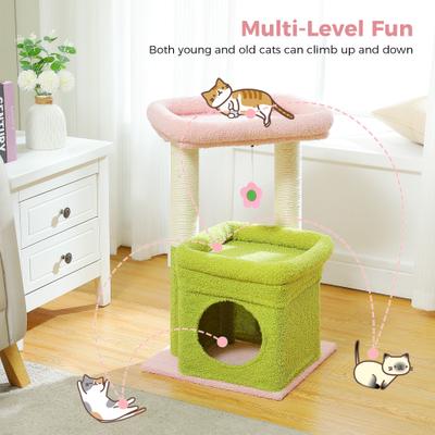 Show full view: PAWZ Road 26.8-in Polyester Cat Tree Tower & Condo, Large Perch, Pink, Small slide 4 of 10
