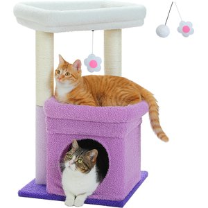 PAWZ Road 26.8-in Polyester Cat Tree Tower & Condo, Large Perch, Purple, Small