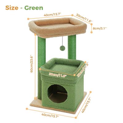 Show full view: PAWZ Road 26.8-in Polyester Cat Tree Tower & Condo, Large Perch, Green, Small slide 4 of 10