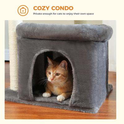 Show full view: PAWZ Road 26.8-in Polyester Cat Tree Tower & Condo, Large Perch, Gray, Medium slide 4 of 9