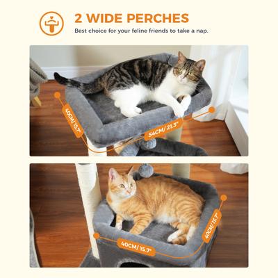 Show full view: PAWZ Road 26.8-in Polyester Cat Tree Tower & Condo, Large Perch, Gray, Medium slide 6 of 9