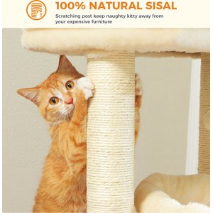 PAWZ Road 26.8-in Polyester Cat Tree Tower & Condo, Large Perch, Beige, Medium
