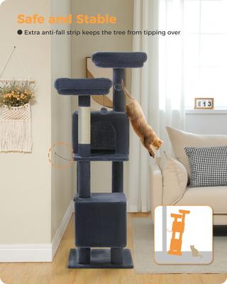 Show full view: PAWZ Road Indoor 52.4-in Polyester Tall Cat Tree Tower & 2 Condos, Dark Gray slide 6 of 7