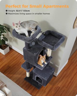 Show full view: PAWZ Road Indoor 52.4-in Polyester Tall Cat Tree Tower & 2 Condos, Dark Gray slide 5 of 7