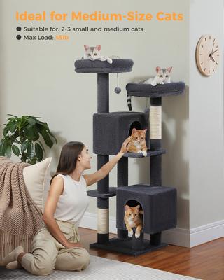 Show full view: PAWZ Road Indoor 52.4-in Polyester Tall Cat Tree Tower & 2 Condos, Dark Gray slide 3 of 7
