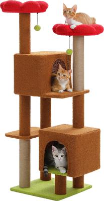 Show full view: PAWZ Road Indoor 52.4-in Polyester Tall Cat Tree Tower & 2 Condos, Brown slide 7 of 8