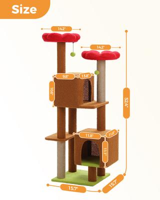 Show full view: PAWZ Road Indoor 52.4-in Polyester Tall Cat Tree Tower & 2 Condos, Brown slide 2 of 8