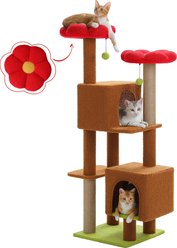 PAWZ Road Indoor 52.4-in Polyester Tall Cat Tree Tower & 2 Condos, Brown