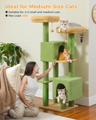 Show full view: PAWZ Road Indoor 52.4-in Polyester Tall Cat Tree Tower & 2 Condos, Green slide 4 of 7