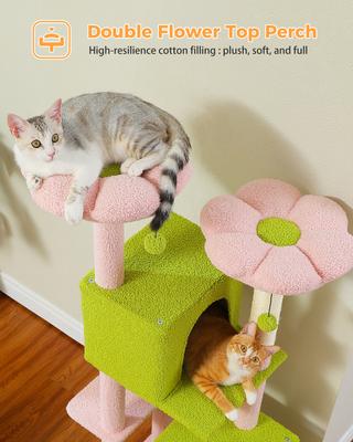 Show full view: PAWZ Road Indoor 52.4-in Polyester Tall Cat Tree Tower & 2 Condos, Pink slide 5 of 8