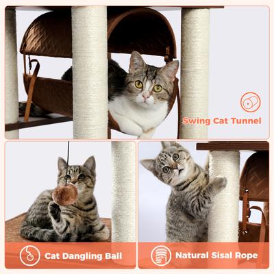 Show full view: PAWZ Road 52-in Polyester Modern Cat Tree & Condo with Fully Sisal Covered Scratching Posts, Brown slide 4 of 8