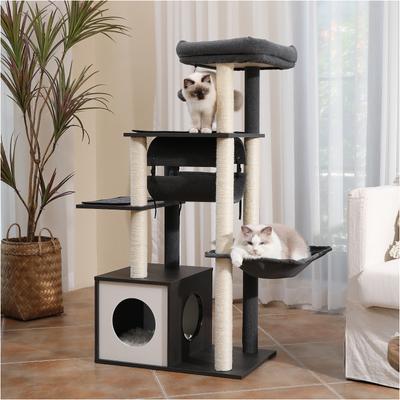 Show full view: PAWZ Road 52-in Polyester Modern Cat Tree & Condo with Fully Sisal Covered Scratching Posts, Gray slide 6 of 8
