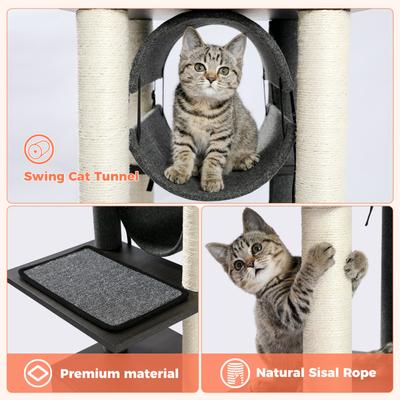 Show full view: PAWZ Road 52-in Polyester Modern Cat Tree & Condo with Fully Sisal Covered Scratching Posts, Gray slide 4 of 8