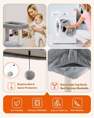 Show full view: PAWZ Road Indoor 61-in Tall Polyester Cat Tree Tower, Large, Gray slide 8 of 10