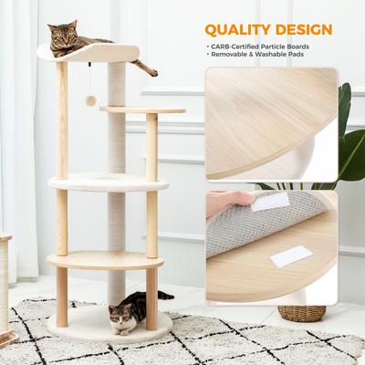 Show full view: PAWZ Road Indoor 49-in Polyester Modern Cat Tree Tower, Medium, Wood Beige slide 7 of 10
