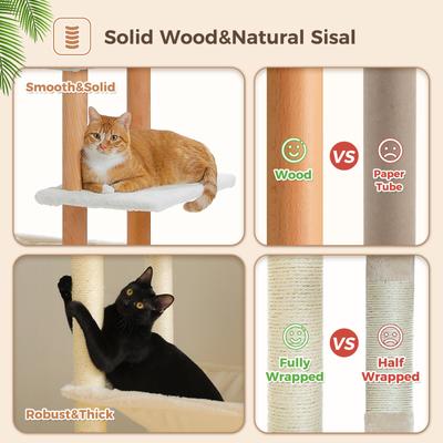 Show full view: PAWZ Road 73-in Polyester Wood Cat Tree & Perch, Condo, Beige, Large slide 5 of 10