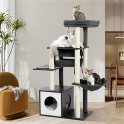 PAWZ Road 52-in Polyester Modern Cat Tree & Condo with Fully Sisal Covered Scratching Posts, Gray
