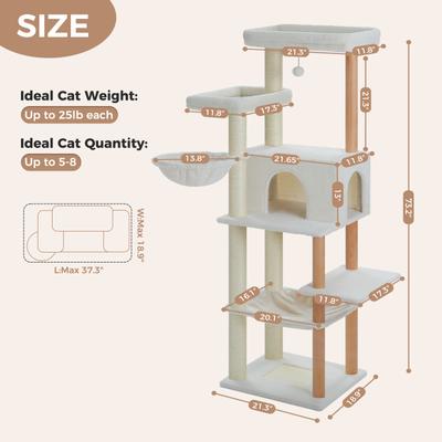 Show full view: PAWZ Road 73-in Polyester Wood Cat Tree & Perch, Condo, Beige, Large slide 2 of 10