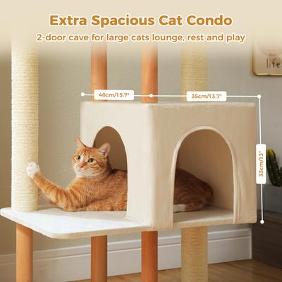 Show full view: PAWZ Road 53-in Polyester Wood Cat Tree & Large Perch, Condo, Medium, Beige slide 6 of 8