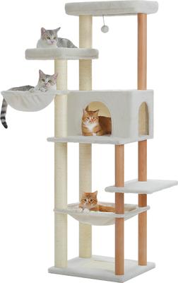 Show full view: PAWZ Road 73-in Polyester Wood Cat Tree & Perch, Condo, Beige, Large slide 6 of 10