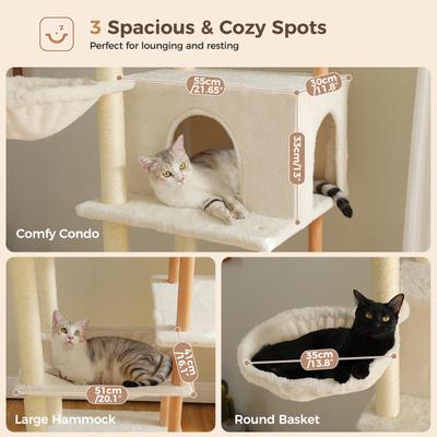 Show full view: PAWZ Road 73-in Polyester Wood Cat Tree & Perch, Condo, Beige, Large slide 4 of 10